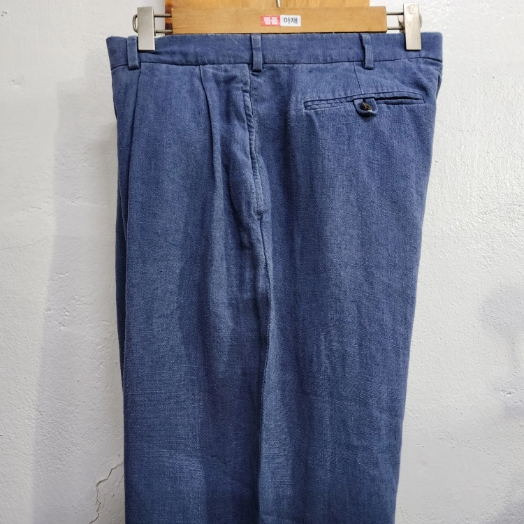 폴로 랄프로렌 100% 린넨 투턱 와이드 슬랙스 바지 블루 34 이미지