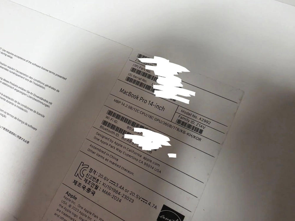 맥북프로 m3 pro 14인치 36g 풀박스(사이클 49) 이미지