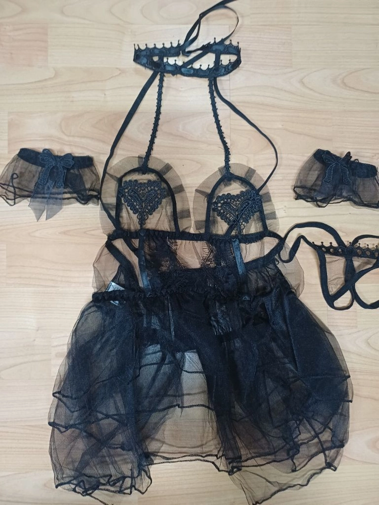 블랙 미니 웨딩드레스 신부 란제리 40-60kg 이미지