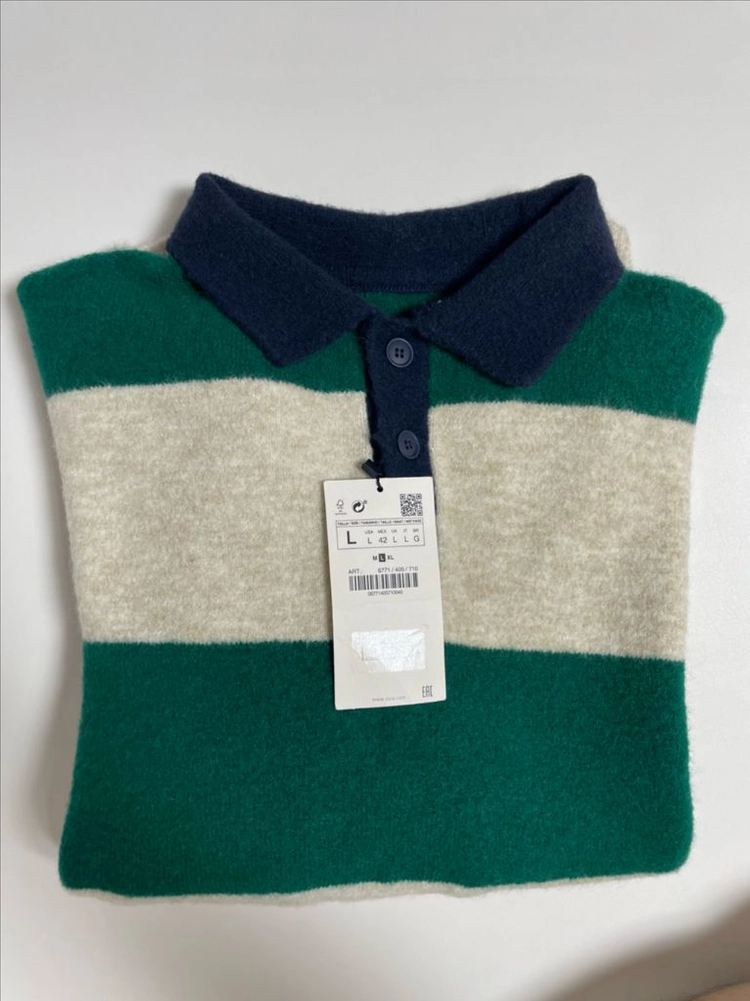 자라 (ZARA) 다비치 이해리 스트라이프 니트 폴로셔츠 L 새재품 이미지