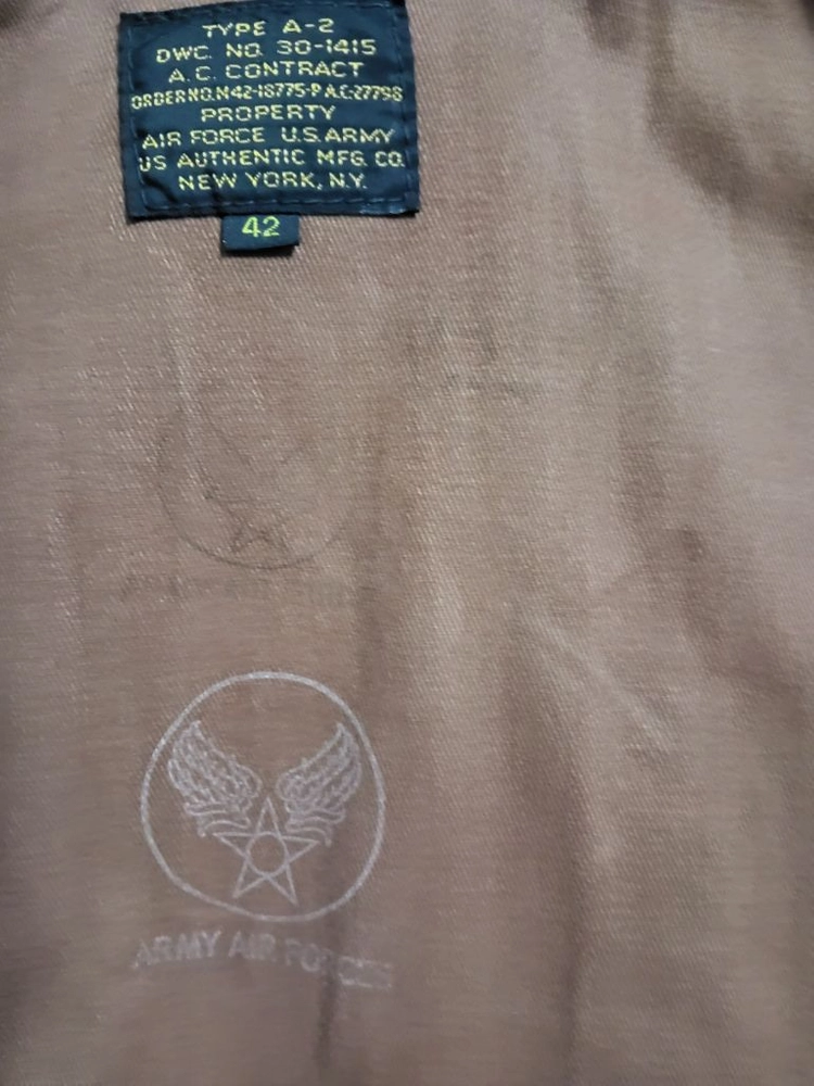 US AUTHENTIC MFG A-2 가죽자켓 42사이즈 이미지