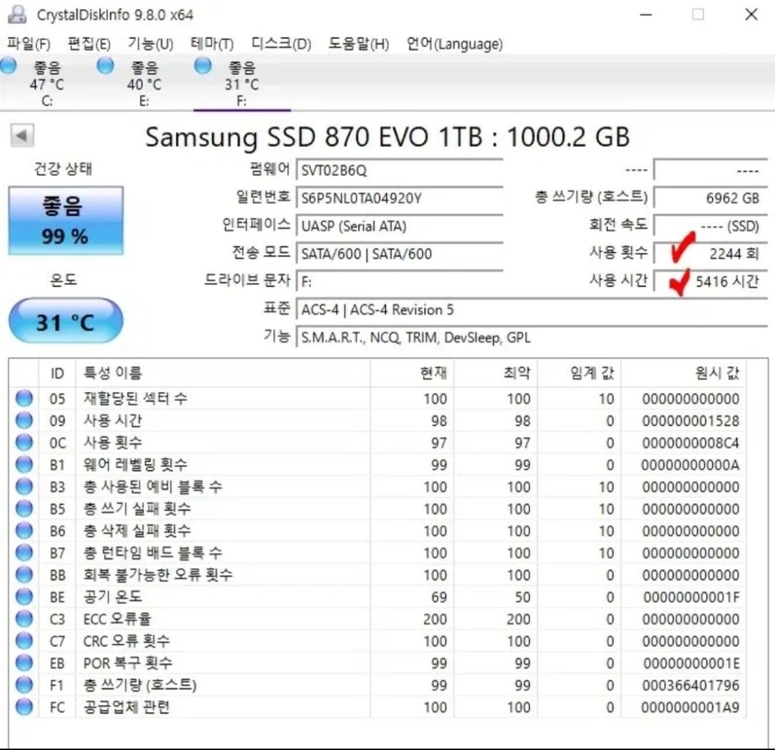 삼성전자 870 EVO SSD 1TB 2개 이미지