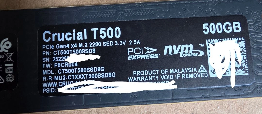 마이크론 Crucial T500 M.2 NVMe 500GB DRAM탑재 - 안심되는 중고거래
