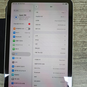 아이패드 미니 7세대(A17 Pro) Wi-Fi+Cellular 128GB 풀박스 (사이클 97회 / 효율 93%) 이미지