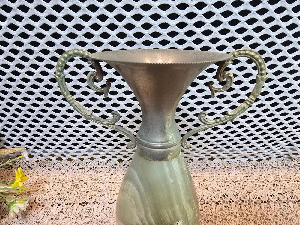 프랑스 앤틱 천연 오닉스와 황동 캔들라브라2점 이미지