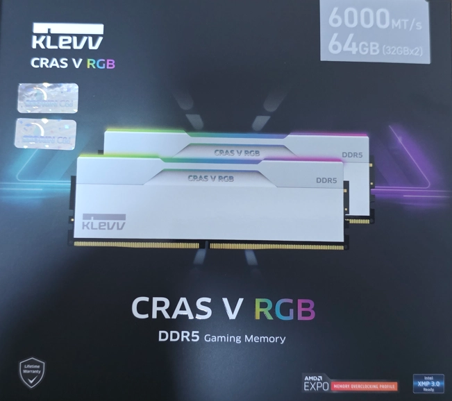 [미개봉]에센코어 클레브 DDR5-6000 CL30 CRAS V RGB 화이트 64GB(32GB*2) 이미지