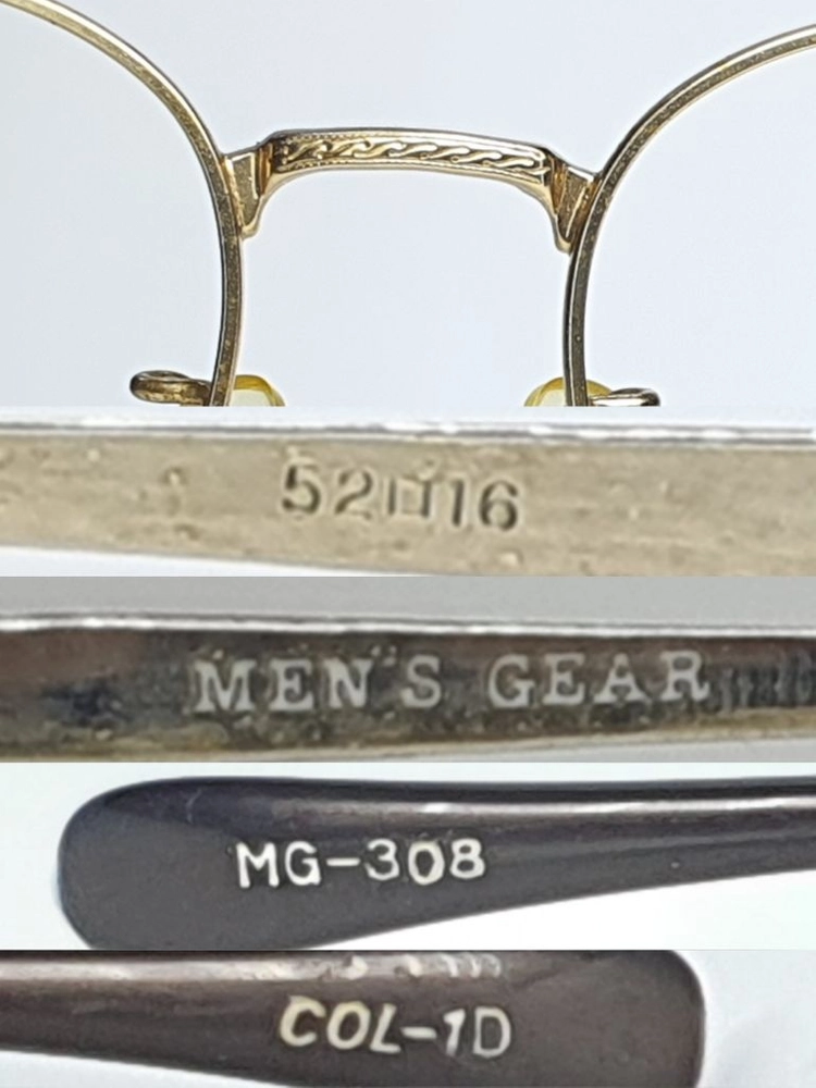 MENS GEAR MG-308 안경테 52mm 골드 웰링턴 스퀘어 일본 빈티지 데드스톡 아메카지 레트로 Y2K 복고 이미지