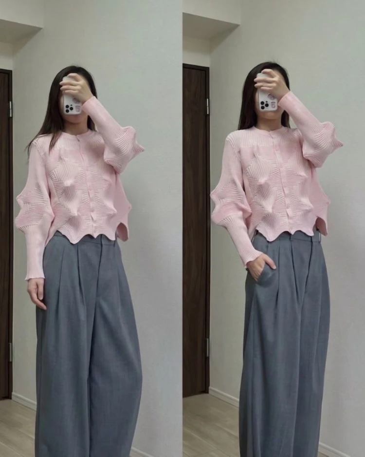 이세이미야케 링키지 가디건 ,해칭 스커트 플리츠플리즈 ~ 이미지