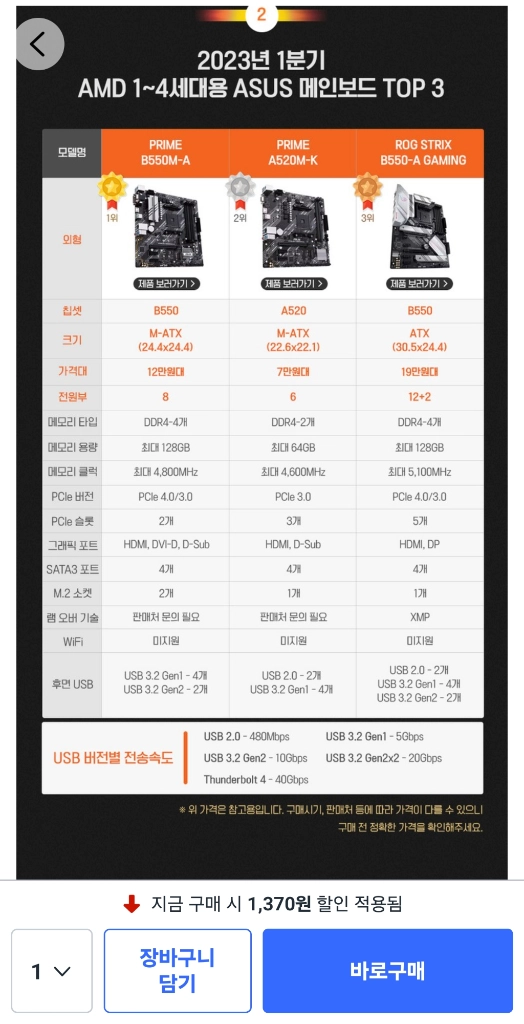 새제품)환불가능)ASUS PRIME A520M-K 메인보드(에이수스 이미지