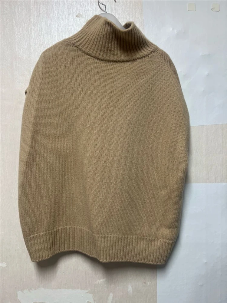유메르 루즈 터틀 캐시 베스트 카멜색상 이미지
