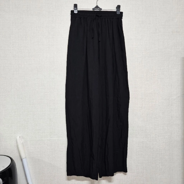 블랙 와이드 밴딩팬츠 이미지
