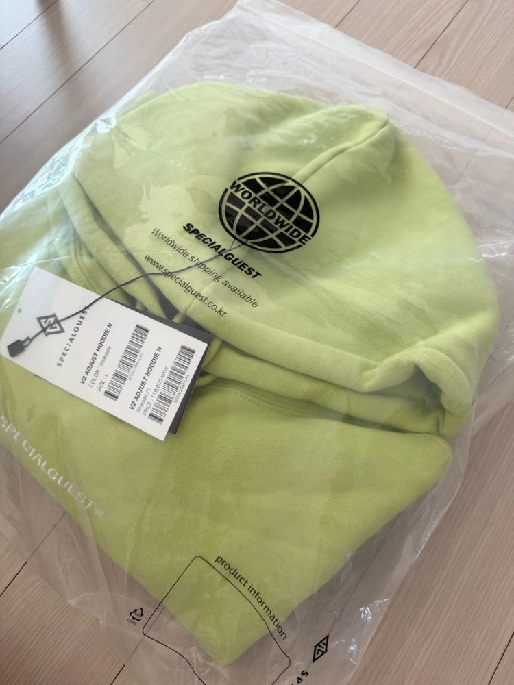 스페셜게스트 ADJUST HOODIE N 후드티 라임에이드 L 이미지
