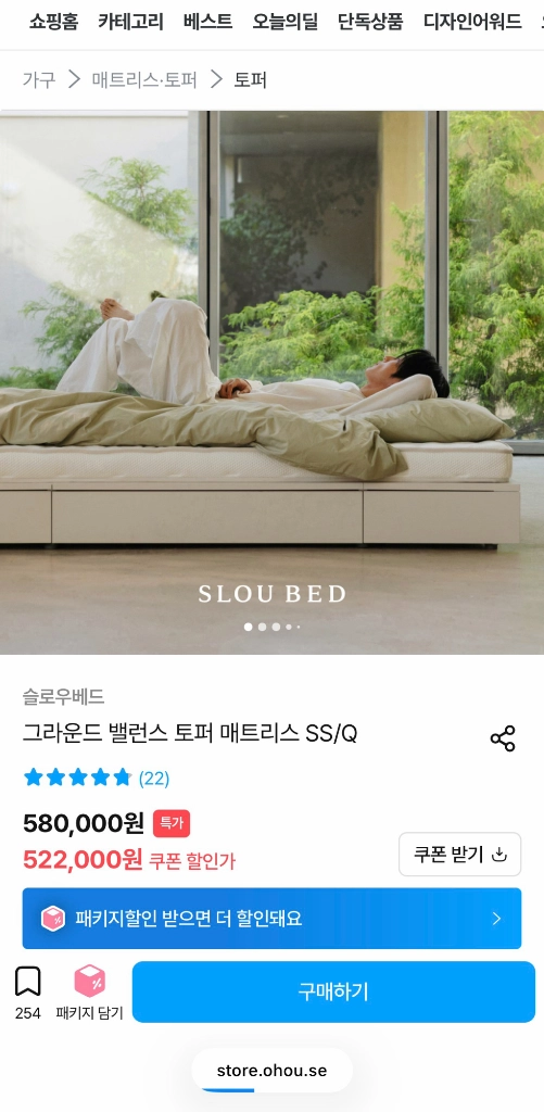 슬로우베드 밸런스 토퍼 10cm SS 이미지