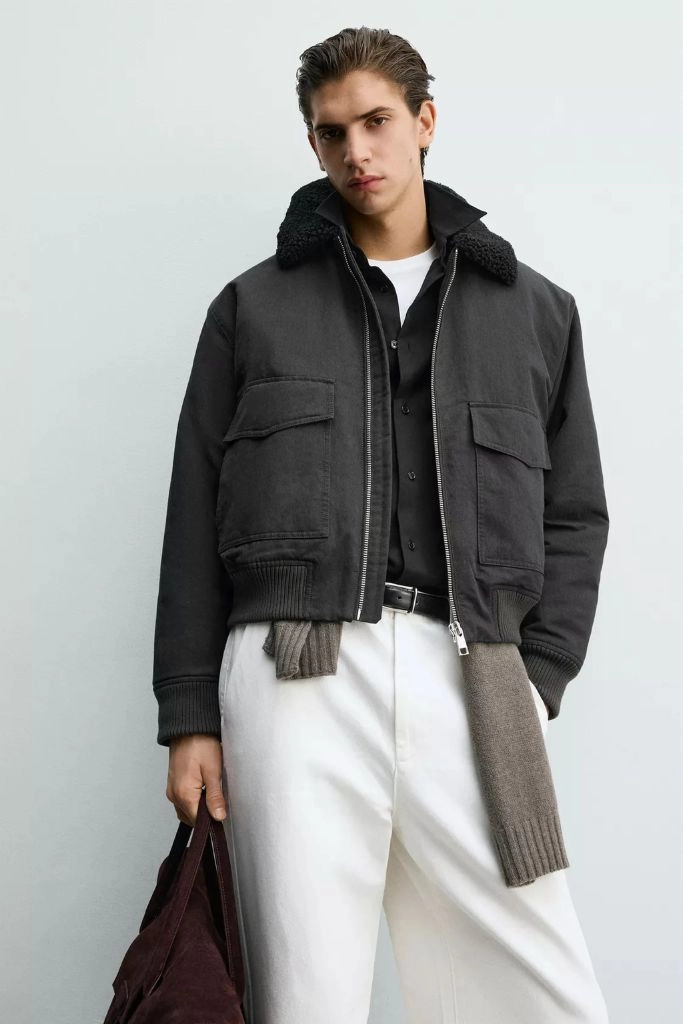 (새상품) ZARA 자라 콤비 봄버 자켓 블랙 S 이미지