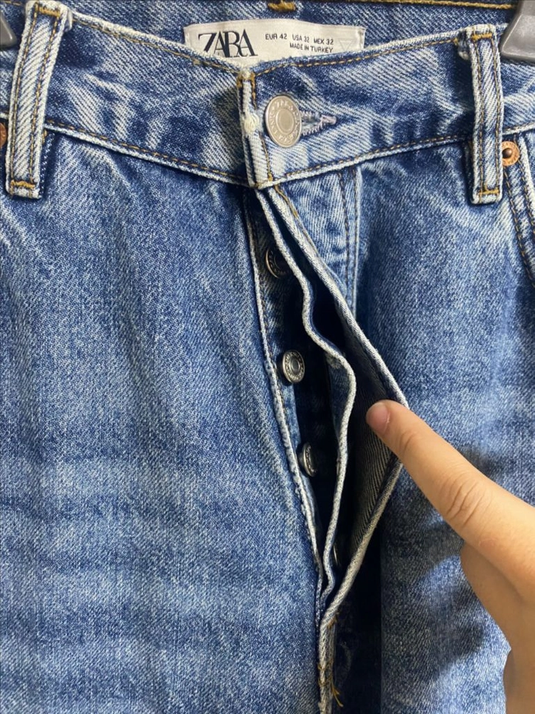 [ZARA] 자라 테이퍼드 버튼플라이 워싱데님 32사이즈 이미지