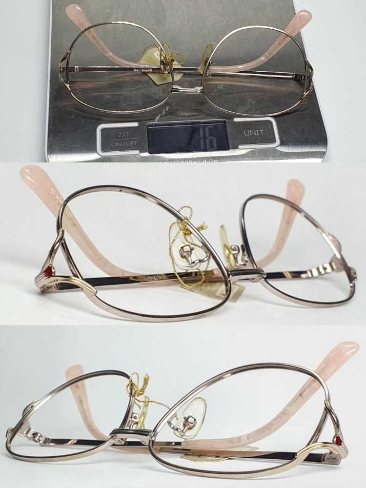 BM-605 안경테 52mm 여성용 보석장식 일본 빈티지 데드스톡 아메카지 Y2K 클래식 레트로 복고 앤틱 패션 이미지