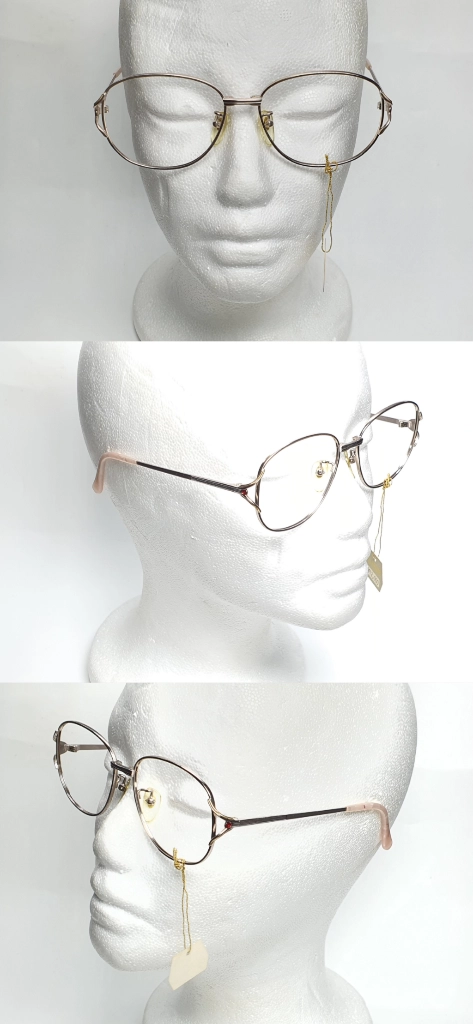BM-605 안경테 52mm 여성용 보석장식 일본 빈티지 데드스톡 아메카지 Y2K 클래식 레트로 복고 앤틱 패션 이미지
