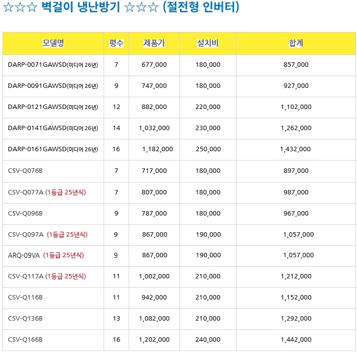 미개봉 캐리어 에어컨 냉난방기 6평~40평 기본설치포함 이미지