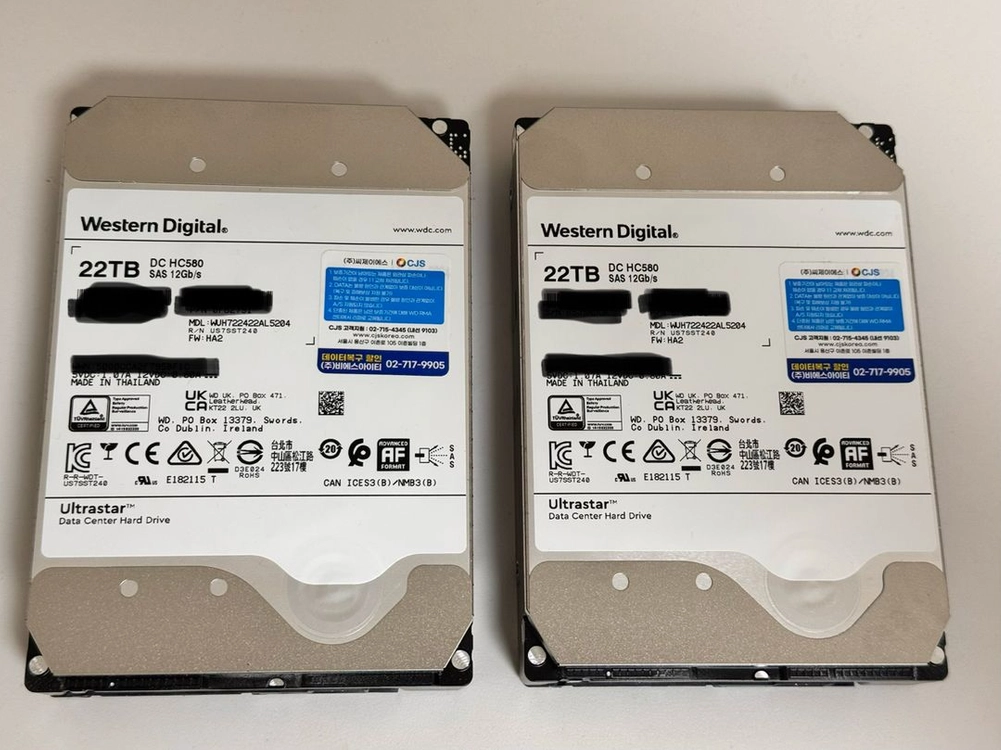 울트라스타 HC580 SAS 22TB HDD 판매합니다. 이미지