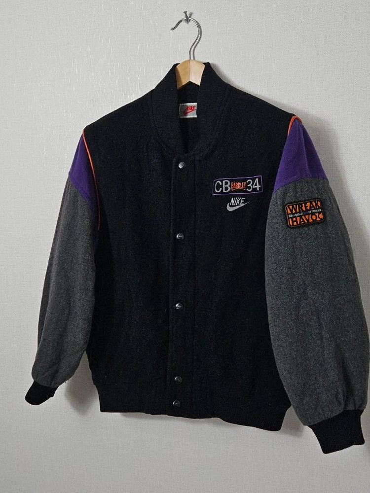 90s 나이키 찰스 바클리 릭헤벅 울 바시티 봄버자켓 스타디움 정품 올드스쿨 빈티지 이미지