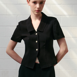 (1회착용) 프론트로우 Open-collar Button Blouse 이미지