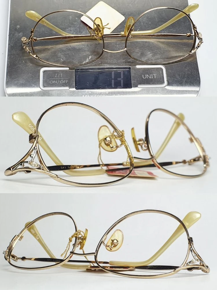 PL-300 안경테 50mm 여성용 보석 장식 일본 빈티지 데드스톡 레트로 Y2K 아메카지 클래식 패션 아이웨어 이미지