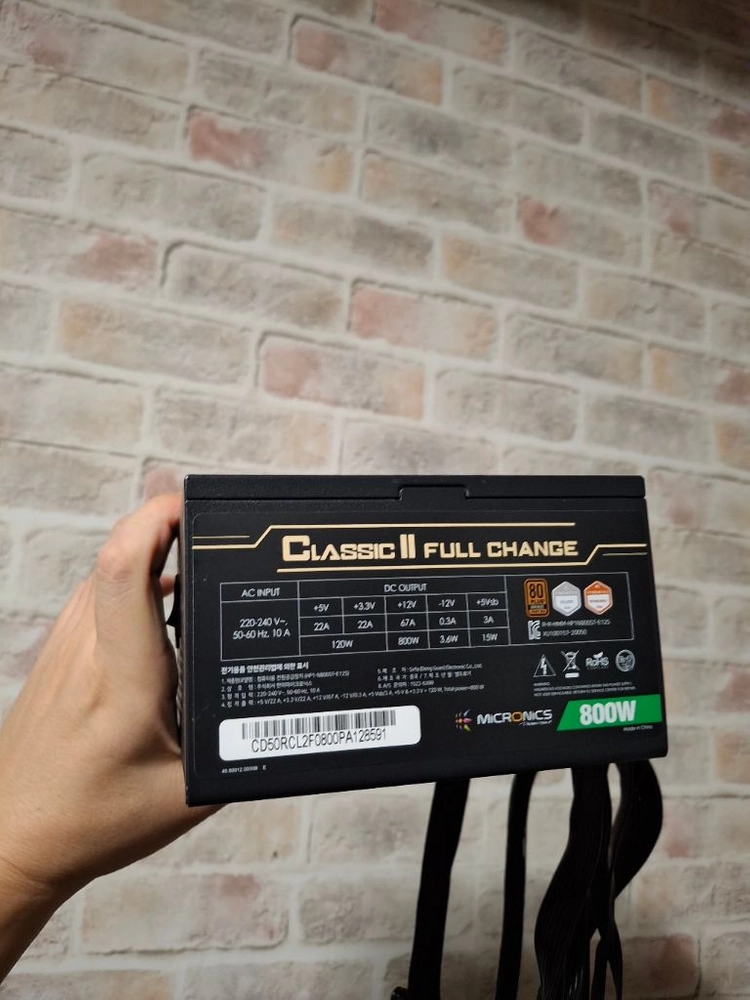 보증 30.12월) PC파워 마이크로닉스 풀체인지 800w (12v케이블 지원) 이미지