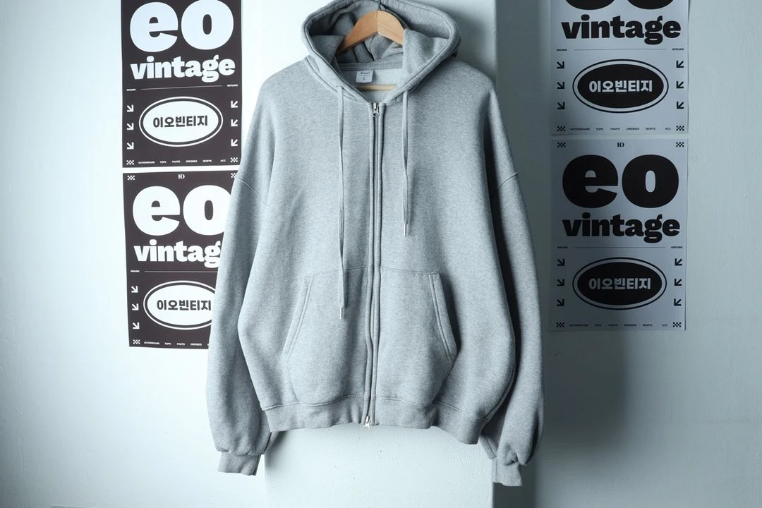 (L-XL) 제멋 후드집업 투웨이 무지 그레이 기모 이미지