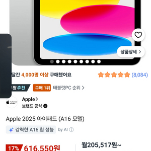 태블릿 11인치 256GB 셀룰러 이미지