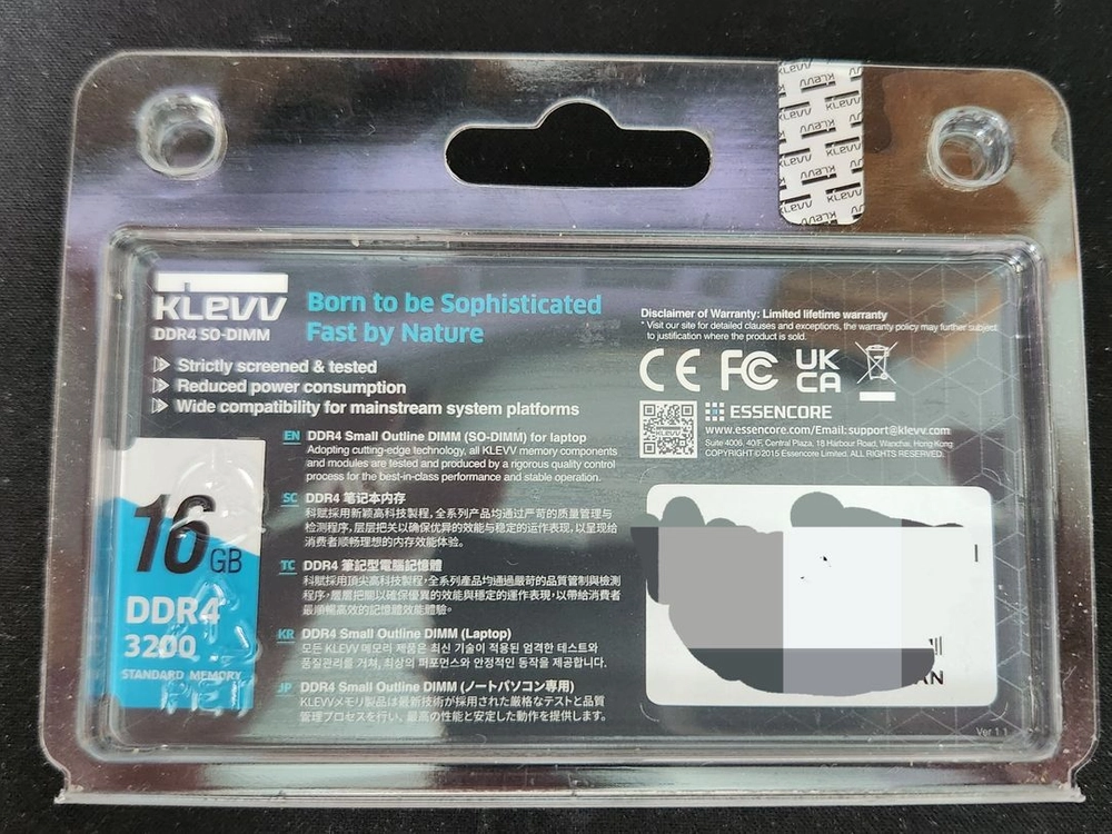 KLEVV 3200 DDR4 16GB SO-DIMM 메모리 미개봉 이미지