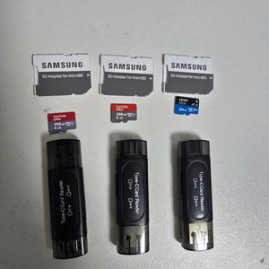샌디스크 렉사 마이크로 SD카드 256GB와 SD카드 어댑터 이미지
