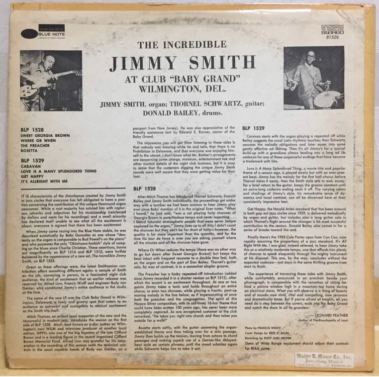 LP ; jimmy smith - at club baby grand wilmingon 지미 스미스 재즈 엘피 이미지
