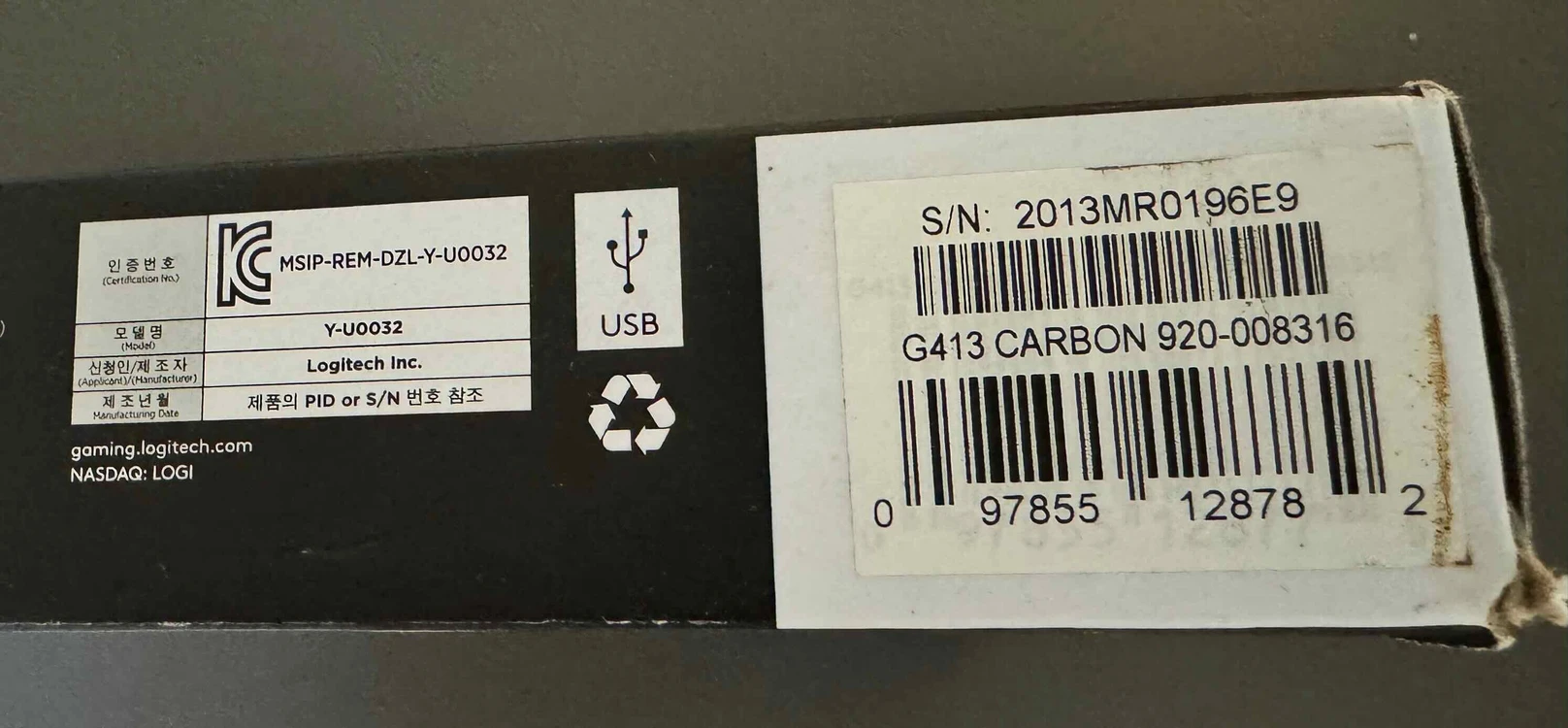 로지텍 G413 CARBON 기계식 유선 게이밍 키보드 이미지