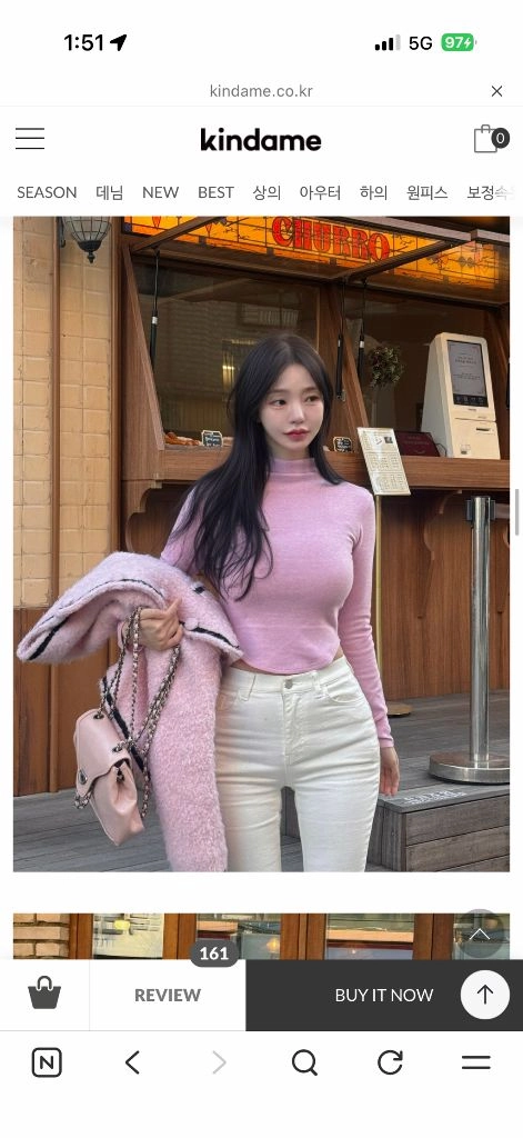 카인다미 여리 반폴라 긴팔니트 (핑크) 이미지