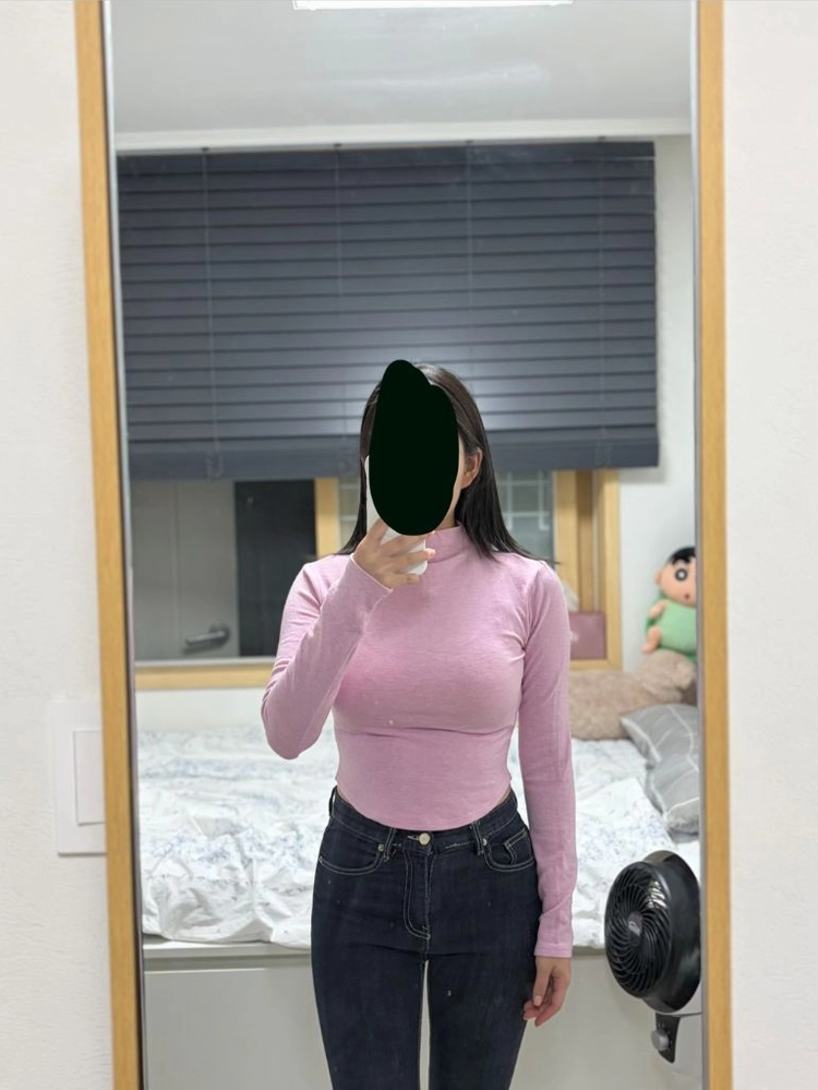 카인다미 여리 반폴라 긴팔니트 (핑크) 이미지
