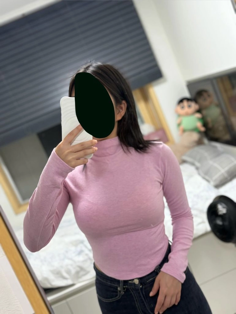 카인다미 여리 반폴라 긴팔니트 (핑크) 이미지