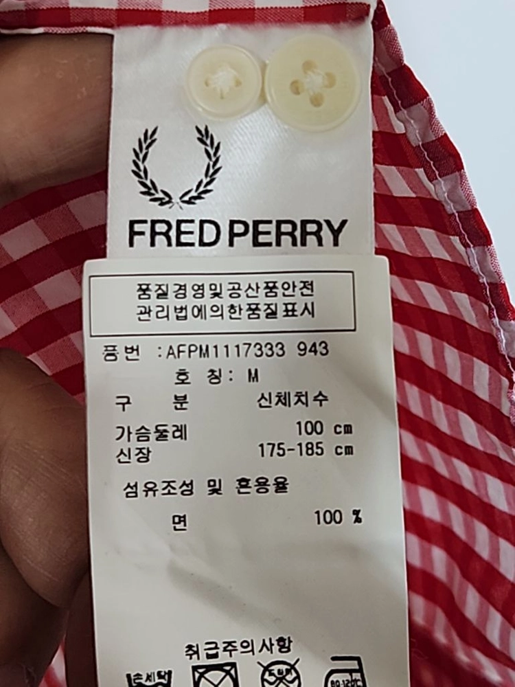 (L) 프레드페리 반팔셔츠 체크 남방 포켓 로고 매장판 이미지