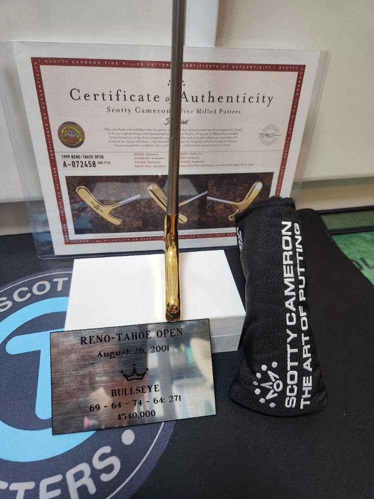 (정품)스카티 카메론 1999 RENO-TAHOE OPEN WINNER 24K 골드 도금 불스아이(Bullseye) 이미지