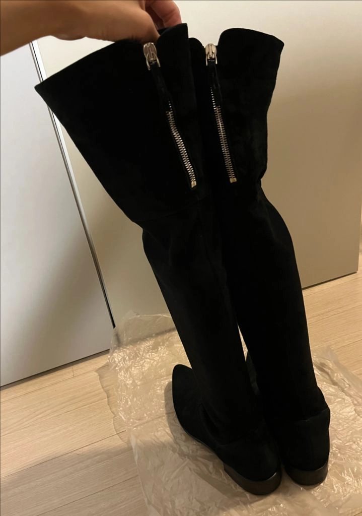 안나 바이구에라 스웨이드 싸이하이부츠 블랙(39) 이미지