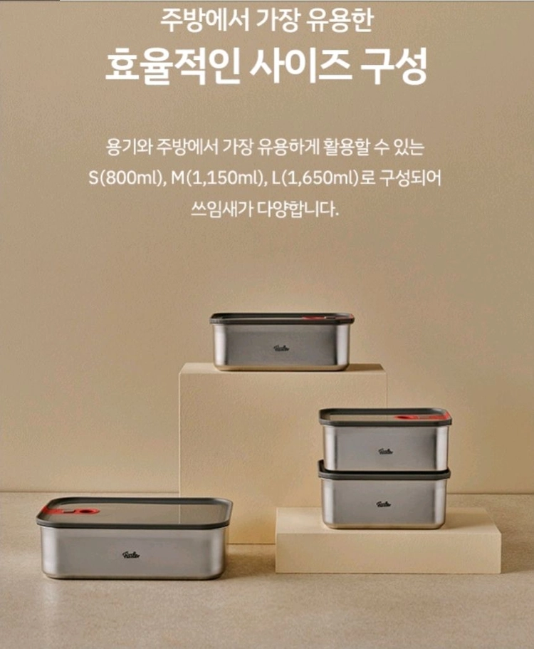휘슬러 시그니처 스텐 밀폐용기 5종세트 새제품 이미지