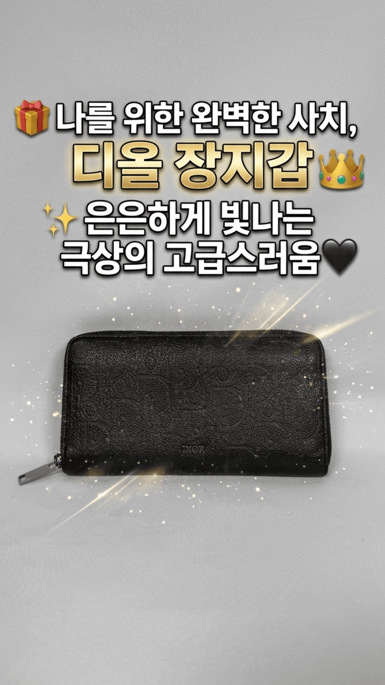 디올 오블리크 갤럭시 레더 가죽 지퍼 장지갑 이미지