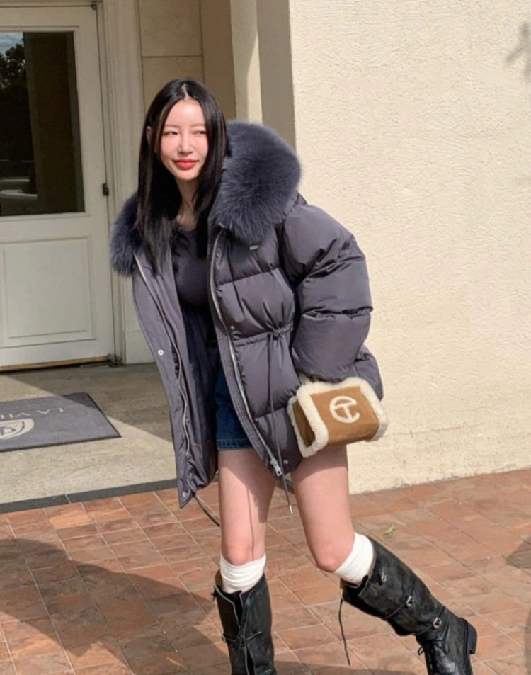 [새상품/바로배송] 레브시티 로고 폭스패딩 챠콜 이미지