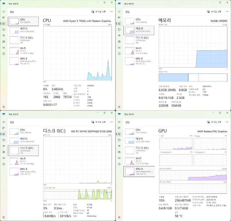 HP 라이젠 7520U 램16기가 14인치 노트북 팝니다. 수원 이미지
