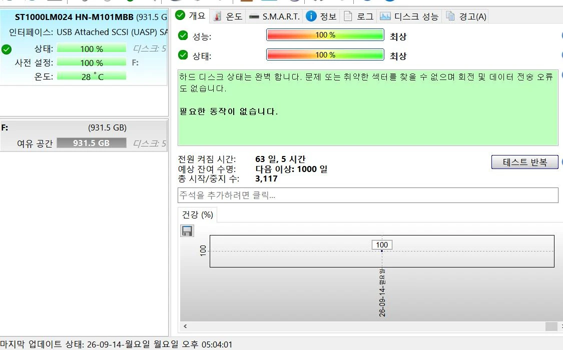 외장하드, 삼성HDD 1TB USB3.0 1517시간 이미지