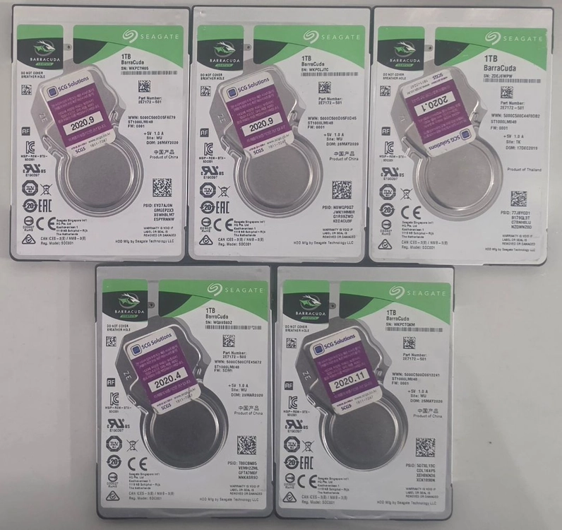 시게이트 2.5 노트북HDD 바라쿠다 1TB 5개 팝니다. 이미지