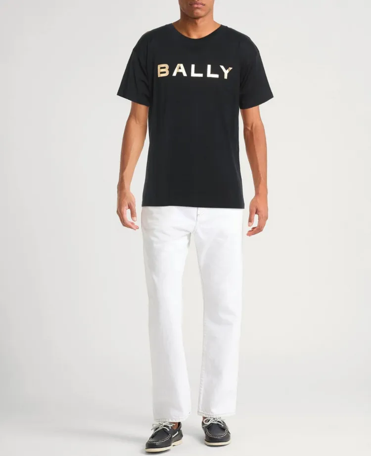 BALLY 블랙 금장 로고 오가닉 코튼 반팔티 XL (새제품) 이미지