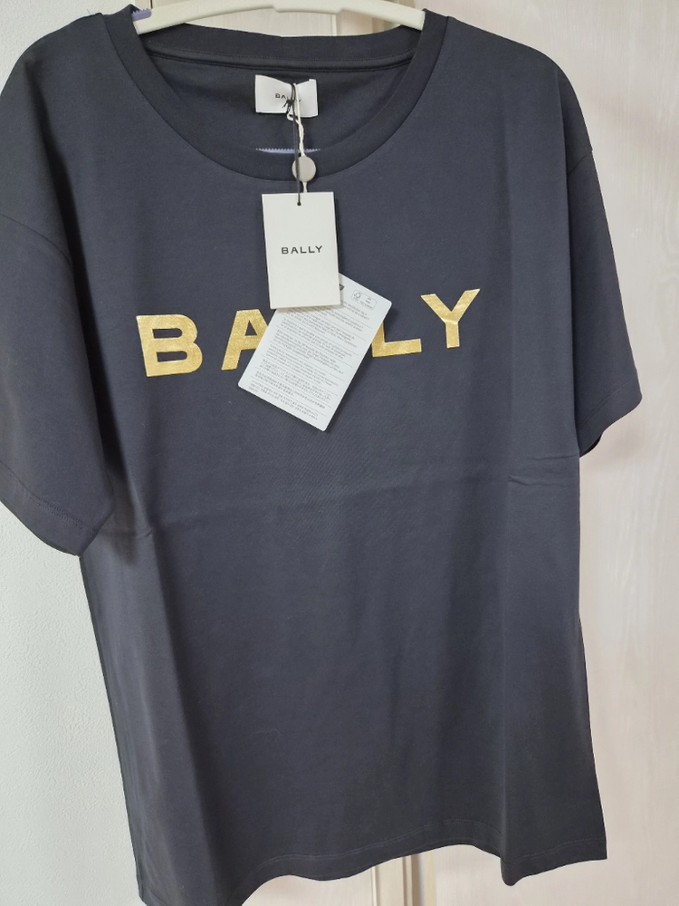 BALLY 블랙 금장 로고 오가닉 코튼 반팔티 XL (새제품) 이미지