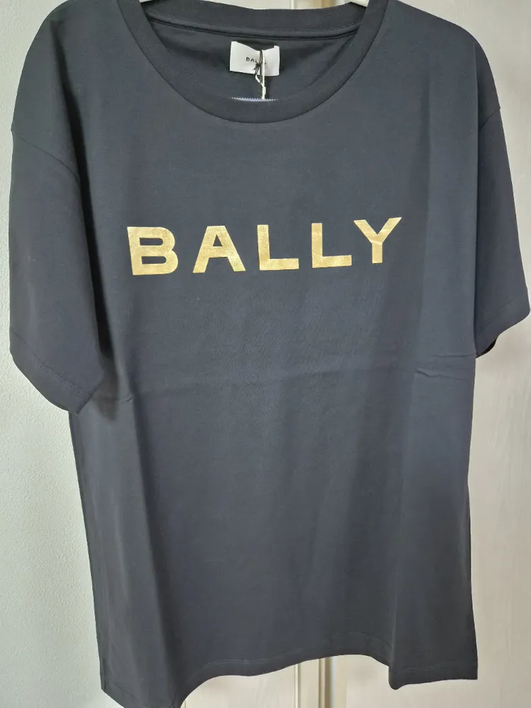 BALLY 블랙 금장 로고 오가닉 코튼 반팔티 XL (새제품) 이미지