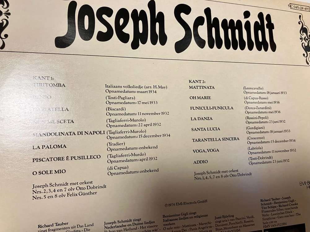 초반LP) Joseph Schmidt 이탈리아 가곡 모음 이미지
