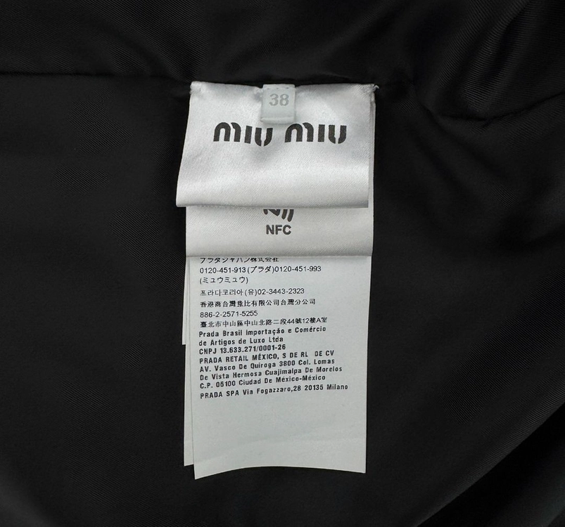 [38] 미우미우 21FW 워싱 데님 후드 백로고 다운 패딩 자켓 블루 이미지